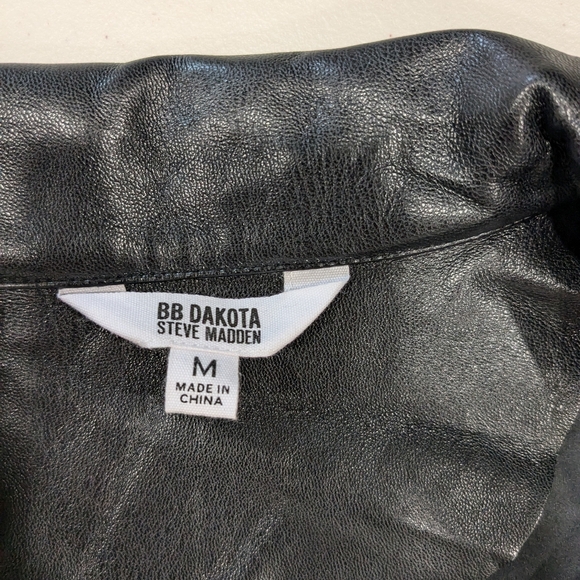 BB Dakota by Steve Madden Lima Faux Leather Mini Shirtdress black Size Med - Picture 8 of 11